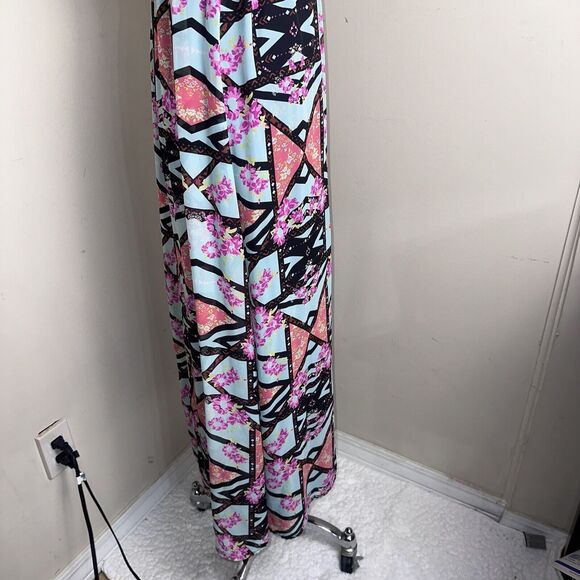 Xhilaration Bandeau Halter Maxi Dress Long Geometric Design Multicolor Sz XS EUC - Picture 6 of 12